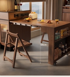 Custom Solid <strong>Wood</strong> <strong>Top</strong> Modern Folding Extendable Mobile bar <strong>Table</strong> <strong>for</strong> Small Apartment Kitchen Island Dining Space - Product Image 5