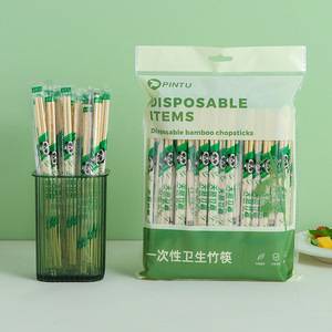 Disposable Bamboo Chopsticks 100 Pairs Round Independent Packaging For Restaurant Home Takeout Use - Product Image 1