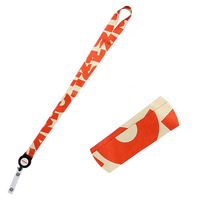 Lanière tubulaire à double extrémité tissée en nylon de sublimation de colorant de polyester polychrome conçue sur mesure vierge avec cartes de support d'identification