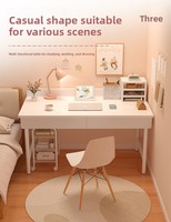 Bureau d'étude en bois double pour enfants, style crème, non pliable, avec grand plateau, idéal pour le bureau et les étudiants
