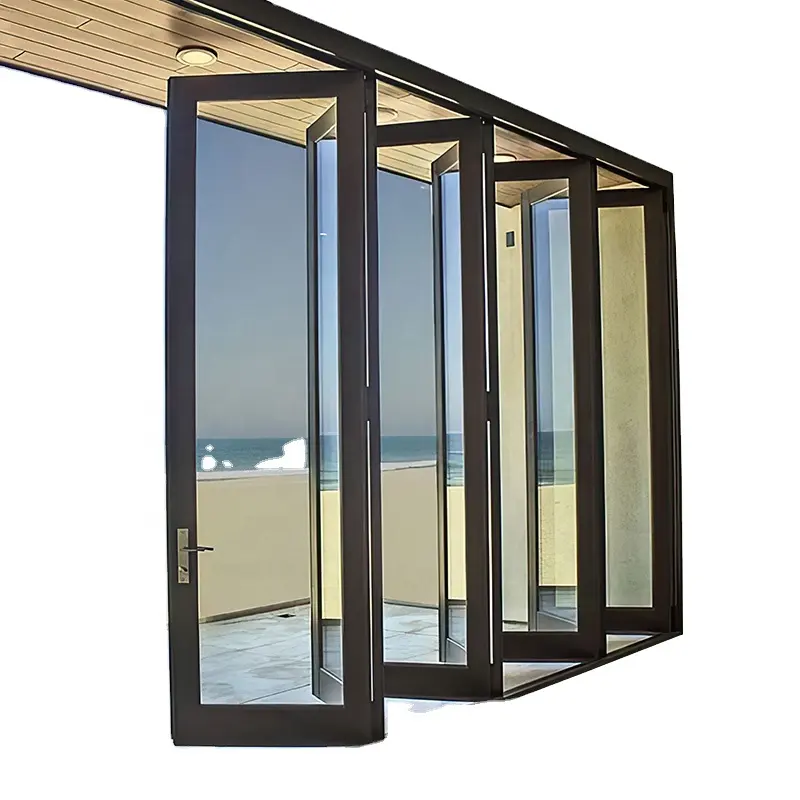 100% seal heat Insulation thermal break outside patio entrance bi folding door commercial residential aluminum exterior door