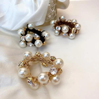 Chouchous à cheveux en perles, élastiques à cheveux en strass, attaches pour queue de cheval pour femmes et filles