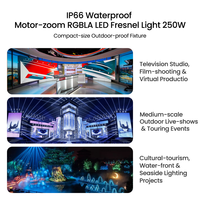 Projecteur LED Fresnel FC Halonel Pro 250W RGBLA CRI97 R9 Zoom 8-48 7700lm IP66 DMX512 RDM Blanc Complet Spot Wash pour Théâtre et Studio Cinématographique