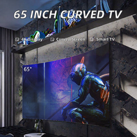 TV LED Android Smart 65 inci 4K UHD Layar Lengkung, Layar HDR, Koneksi WiFi, TV Layar Lengkung untuk Grosir