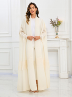 Robe longue plissée style Miyake en polyester, taille unique, avec boutons aux poignets, couleur unie, Abaya Kaftan Cardigan, collection 2026