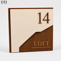 Plaque de numéro de chambre d'hôtel de luxe personnalisée EZD, en bois 3D et acrylique, pour appartement, loft, signalétique murale