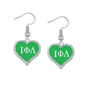 Boucles d'oreilles crochet en émail, logo personnalisé en forme de cœur, styles de crochets en vert et blanc iphena lamada, sorology