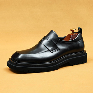 Zapatos de Cuero para Hombre, Estilo Británico, Formales de Negocios, Punta Ancha, Suela Gruesa, Diseño para Aumentar la Altura, para Bodas y Uso Casual - Product Image 2