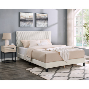 Findlay <b>2</b>-<b>Piece</b> Bedroom <b>Set</b> Plush 3D Upholstered Bed With Nightstand Queen Size - Product Image 1