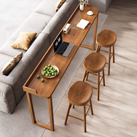 Meuble de bar de style minimaliste couleur noyer, design élégant, pour la maison, le balcon, les cafés, les restaurants, table de bar en bois longue