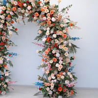 Arche florale de fleurs artificielles orange pour mariage, toile de fond, vente en gros, conception personnalisée, décoration événementielle, fournisseur d'usine, commande en gros