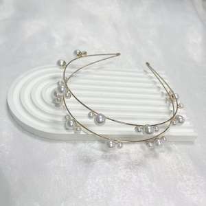 Serre-tête de <span class=keywords><strong>mariée</strong></span> rétro fin à double rangée de perles, style japonais et coréen, en alliage de luxe BFW, vente en gros - Product Image 1