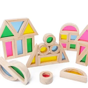 Apilador de madera de arcoíris para niños y niñas, bloques de apilamiento Montessori, juguetes educativos de aprendizaje para preescolar, 2022