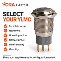 Saklar Tombol Tekan Logam Stainless Steel YORA YLMC, Saklar Taktil Momentary, Saklar Tombol Tekan On/Off untuk Panel Saklar Kontrol