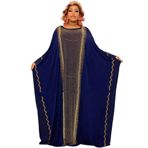 Vestido Africano de Chifón con Pedrería para <span class=keywords><strong>Mujer</strong></span> Musulmana, Ropa Tradicional Étnica Islámica, Abaya Africana de Talla Grande - Product Image 1