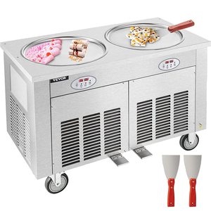 Machine à crème glacée à frire OEM personnalisé poêle à froid double poêle machine à rouleaux de crème glacée frite thaïlande machine à yaourt glacé mix-ins - Product Image 2