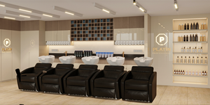 Tùy chỉnh cao cấp người đàn ông của Salon cửa hàng trang trí nội thất Spa Salon trạm cắt tóc dài Led Gương với bàn tiếp tân - Product Image 5