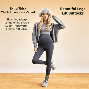Leggings de maternité personnalisés en velours épais et <span class=keywords><strong>polaire</strong></span>, taille haute, effet ventre plat, rehaussement des fesses, chauds pour l'hiver, pantalon de yoga de <span class=keywords><strong>grossesse</strong></span> non volumineux - Product Image 1