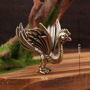 Ornement d'oiseau en laiton vermillon, 2 pièces, décoration de bureau Feng Shui, artisanat pour le nouvel an chinois - Product Image 4