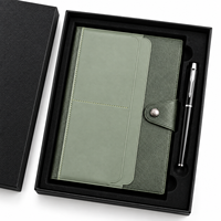 Carnet de notes de luxe en cuir olive avec fermeture à bouton, étui assorti, logo personnalisé, ensemble de carnets d'écriture pour l'école et les affaires