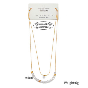 Offre Spéciale mode perle Morse <span class=keywords><strong>Code</strong></span> collier pour femmes Double chaîne Couple collier clavicule chaîne pour femmes - Product Image 3