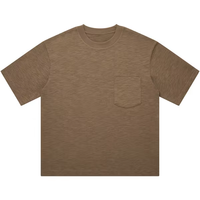 T-shirt à manches courtes pour hommes de Style japonais Vintage de marque à la mode lourd 100% coton tricoté Texture flammée surdimensionné en vrac