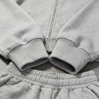 Ensemble de survêtement personnalisé en molleton de coton épais pour homme, comprenant un sweat à capuche zippé oversize et un pantalon de survêtement à jambes larges, style streetwear, modèle vierge