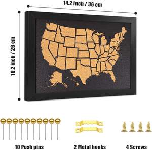 Tableaux d'affichage en liège à fixer au mur, vente en gros, pour les murs, avec des épingles, carte de suivi de voyage pour le bureau - Product Image 5