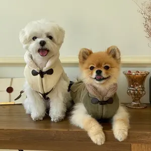 Sonbahar ve kış evcil hayvan giysileri kalınlaşmış sıcak köpek pamuk takım elbise oyuncak ayılar Pomeranian küçük köpek sıcak yelek