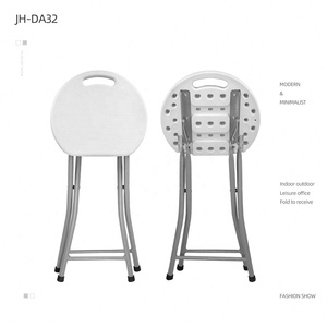 <span class=keywords><strong>Banc</strong></span> pliable <span class=keywords><strong>blanc</strong></span> avec cadre en métal, 1 <span class=keywords><strong>banc</strong></span> populaire américain et américain, facile à transporter, <span class=keywords><strong>petit</strong></span> tabouret rond et pliant - Product Image 2