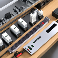 PDU Multiprise de Distribution 1U 19 Pouces 8 Prises Type EU/Français en Aluminium pour Montage en Rack Unité pour Centre de Données