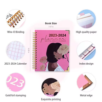 Carnet de Manifestation et d'Objectifs Rose Spirale Personnalisé avec Logo 2026-2027 – Agenda Hebdomadaire et Mensuel A5 – Fabricant