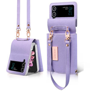 Funda de teléfono con billetera de cuero PU con ranura para tarjeta de lujo para <span class=keywords><strong>Samsung</strong></span> <span class=keywords><strong>Z</strong></span> <span class=keywords><strong>Flip</strong></span> 5 4 <span class=keywords><strong>3</strong></span> funda de teléfono móvil a prueba de golpes con correa cruzada - Product Image 1