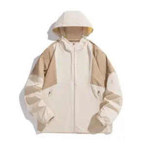 Abrigo informal al aire libre de seda helada chaqueta de primavera chaqueta cortavientos Unisex pareja con capucha protección solar verano UPF50 + ropa
