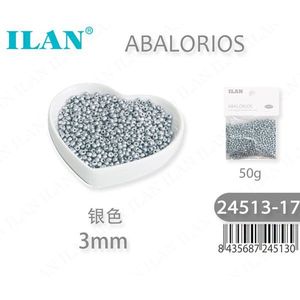 Perline Argento Ilan da 3mm, 50g per Creazione di Gioielli - Product Image 1