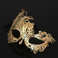 Masques en métal doré et noir vénitien pour femmes et hommes pour Halloween, accessoire léger pour bal masqué