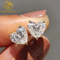 Boucles d'oreilles de luxe en or 10K 14K 18K avec diamants de laboratoire taille cœur certifiés IGI, à fermoir à vis, unisexe, de la marque ZuanFo Factory