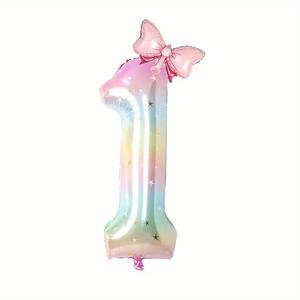 Palloncino Digitale a Forma di Fiocco con Gradiente Cielo Stellato da 40 Pollici per Decorazioni Festa Primo <span class=keywords><strong>Compleanno</strong></span> Bambina - Product Image 3