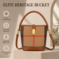 Sac seau vintage personnalisé en cuir PU à carreaux pour femme, sac à bandoulière classique à motif à carreaux, petit sac à main pour usage quotidien et voyage