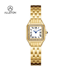 Orologi al quarzo da <span class=keywords><strong>donna</strong></span> di lusso nuovo <span class=keywords><strong>elegante</strong></span> cinturino in acciaio inossidabile oro diamante quadrante quadrato in scala romana di bellezza della moda - Product Image 3