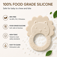 Anneau de dentition en silicone personnalisé en forme de lion, anneau de dentition souple de qualité alimentaire, jouet à mâcher ergonomique sans BPA pour soulager les bébés pendant la dentition