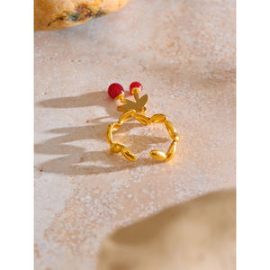 Jinأنت مطلية بالذهب PVD قابلة للتعديل ، أحجار من الفولاذ المقاوم للصدأ الشهيرة ، قطرة كرز مفتوحة من حجر الراتنج - Product Image 5