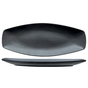 Plat de service rectangulaire en grès japonais 38,5 × 15 cm noir mat Tognana - Product Image 1