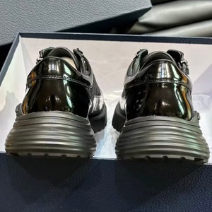 Baskets compensées en cuir à bout fermé, à lacets, semelle extérieure en caoutchouc, semelle intermédiaire en EVA, chaussures décontractées toutes saisons - Product Image 1