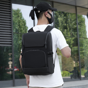 Laptop <b>Backpack</b> For <b>Men</b> 16 Inch Computer Capacity <b>Black</b> Solid Color Casual Travel Commuting <b>Backpack</b> - Product Image 1