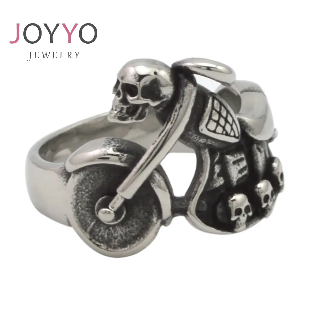Hip Hop Ring Stainless Steel Gothic Motorcycle Jewelry Motorcycle Biker Skull Ring Men Jewelry