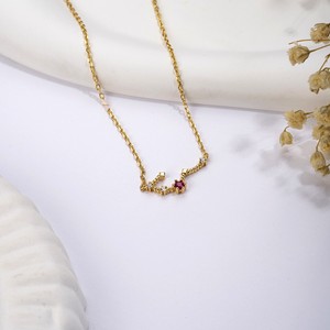 AU375 Collar con Colgante Sencillo de Alta Gama, Oro 9K Auténtico con Incrustaciones de Piedras Naturales, Doce Signos del Zodíaco, Piedra Guardiana, Cadena para Clavícula - Product Image 2