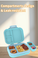 Boîte à lunch portable pour enfants sans BPA, chauffable, avec plus de 3 compartiments, anti-fuite, conserve la fraîcheur, comprend cuillère/fourchette/couvercle, compatible micro-ondes
