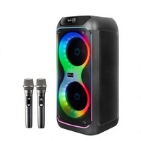 Enceinte karaoké Bluetooth Remax avec 2 microphones sans fil, éclairage RGB, système audio portable pour les fêtes
