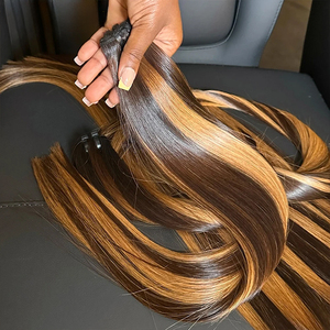 Cheveux raides couleur brun foncé et <span class=keywords><strong>blond</strong></span> 4/27, extensions de cheveux humains 100% vierges non traités, vraies extensions de cheveux humains pour femmes - Product Image 3